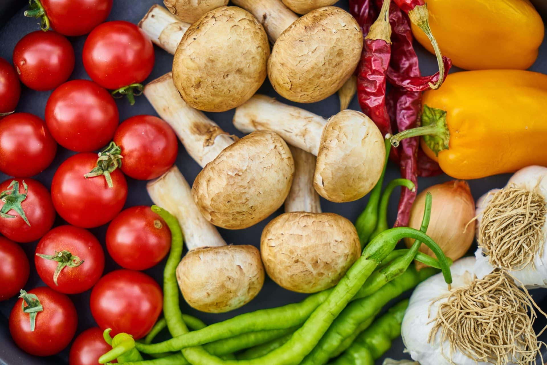 Fresh mushroom and other ingredients for pizza toppings